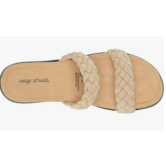 Easy Street Women's Susi Slide Sandal, Cream Woven, 9 - Picture 4 of 5